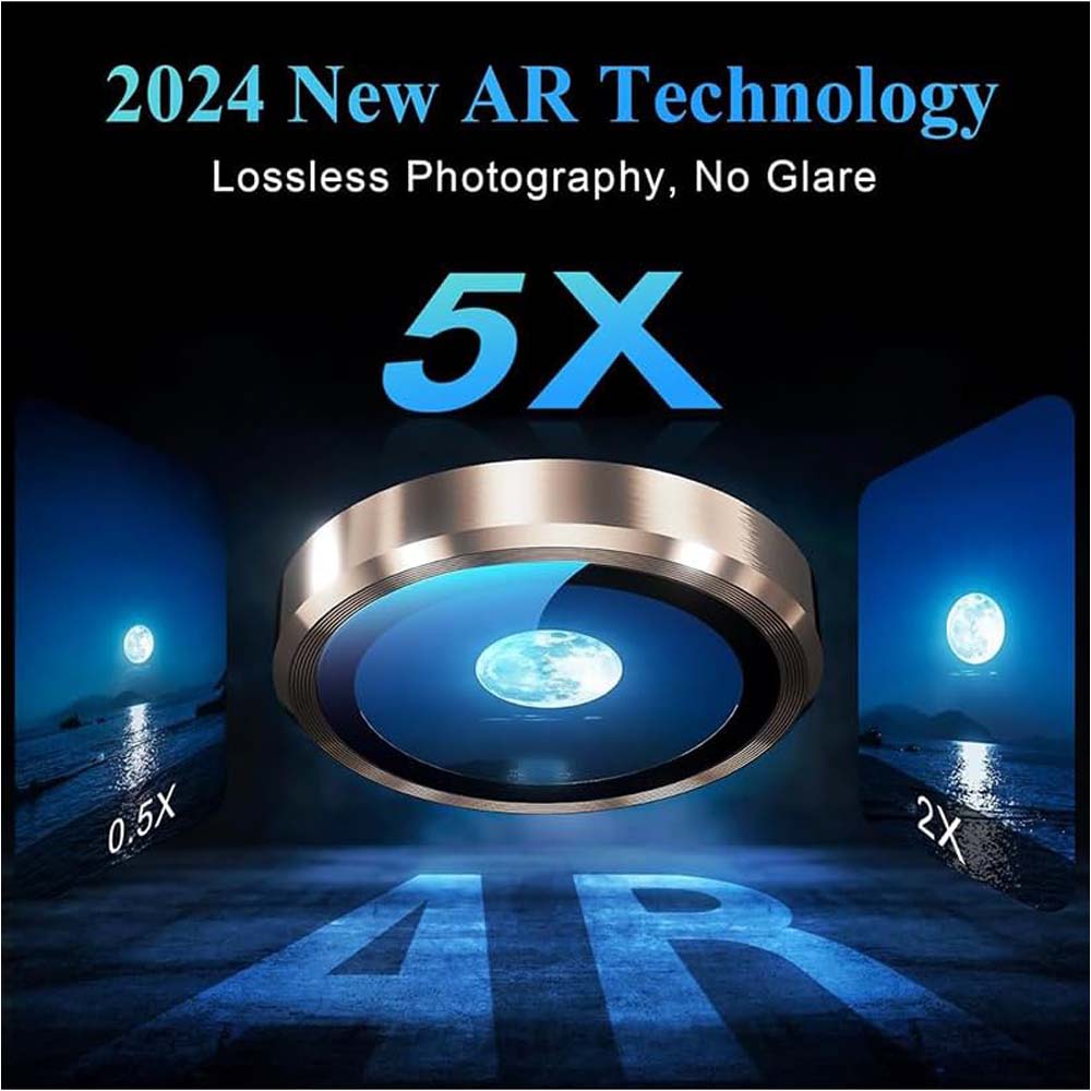iPhone 14 Pro Max / 15 Pro Camera Lens Protector 3-Pack | 9H Tempered Glass with Alloy Ring | Anti-Scratch HD Clear Cover – Silver Titanium Finish