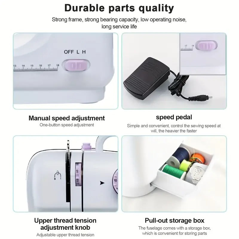 European Standard Home Sewing Machine | 2-Speed Stitching with Front/Back Function | Thick Fabric Locking, Night Light & Guide Locking Eye for Easy Home Sewing