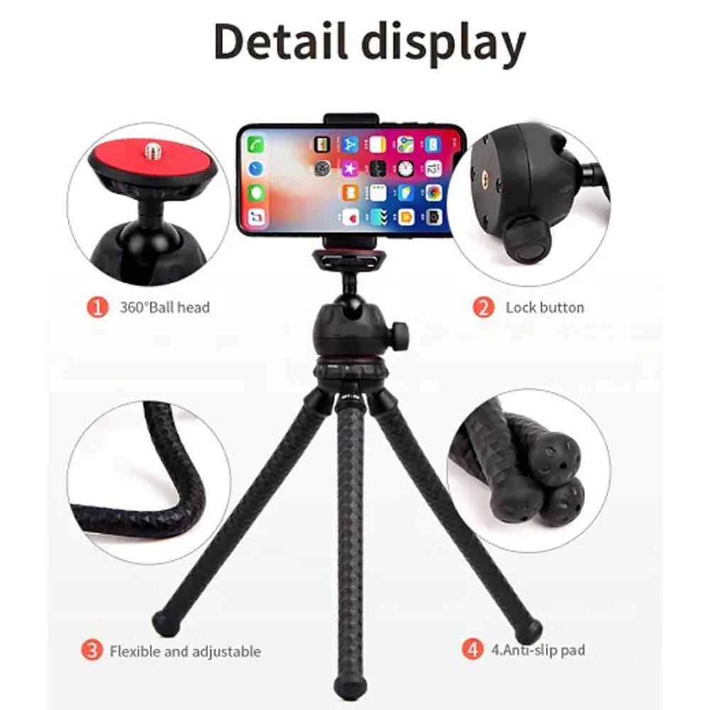 Mini Flexible Tripod – Portable Phone & Camera Stand with Adjustable Bendable Legs | Universal Mount for Tabletop, Vlogging, Selfies, YouTube & Photography (Lightweight & Durable)