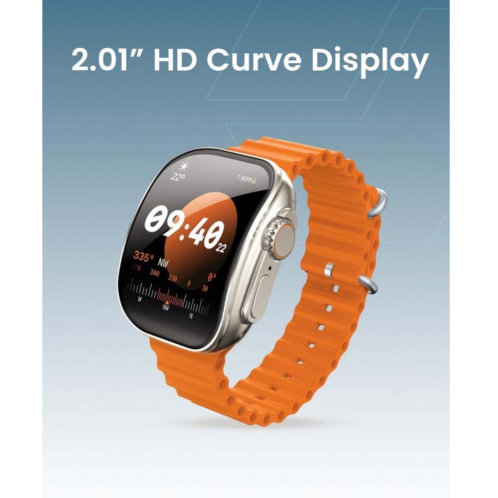 TC41 Curve Smartwatch with 2.01" AMOLED Display, GPT AI Assistant, Bluetooth Calling, Wireless Charging, IP68 Waterproof, Fitness Tracker – Stylish Orange Edition