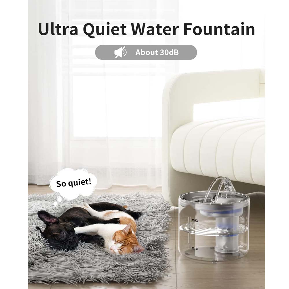 Pet Water Fountain – Automatic Water Dispenser for Cats & Dogs with Multi-Layer Filters, Ultra-Quiet Pump, Transparent Design for Easy Monitoring & Cleaning