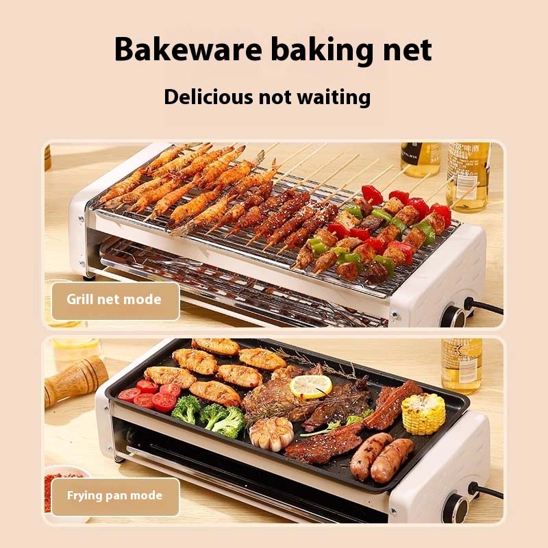 Electric Smokeless Grill – Nonstick Indoor Griddle Pan for Frying, Baking, Stewing with Adjustable Temperature, Easy to Clean, White Finish for Healthy Cooking