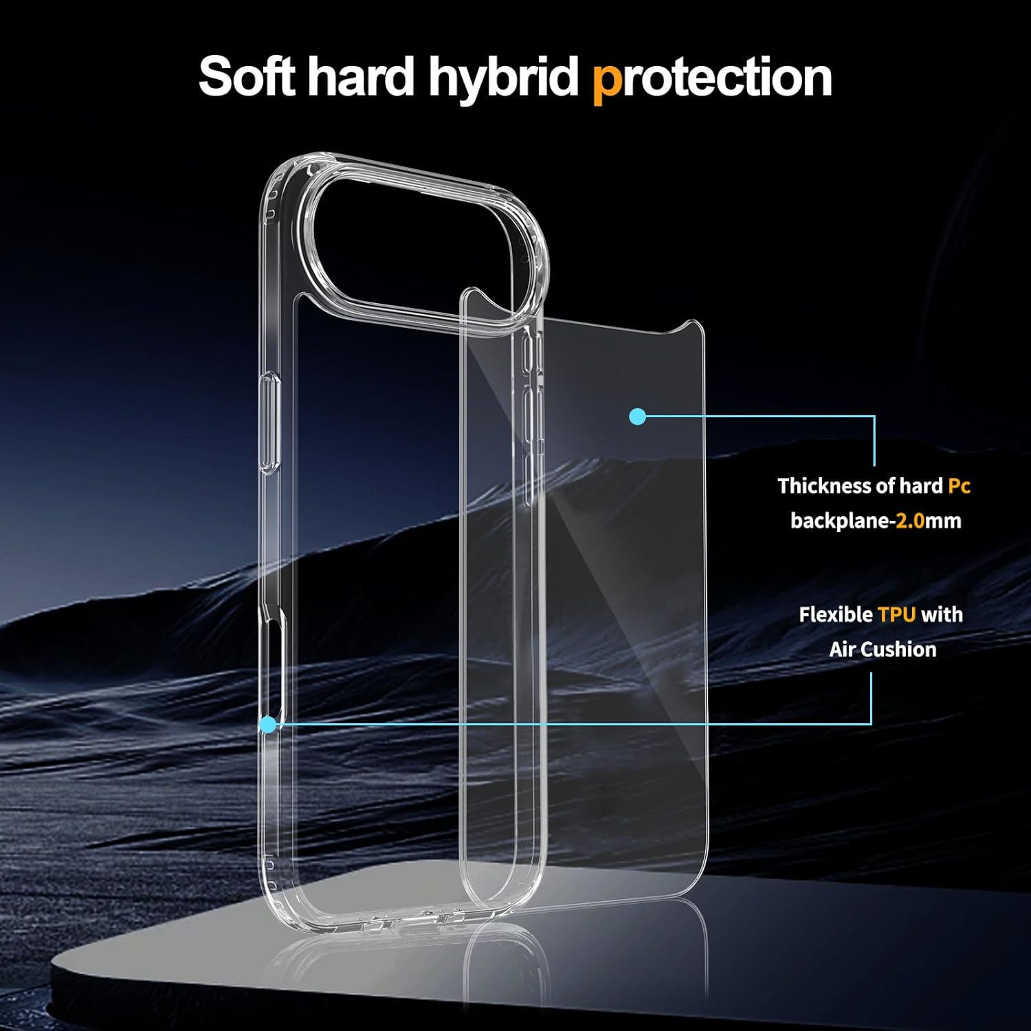 Crystal Clear Case for iPhone 17 Air 6.5" (2025) | Anti-Yellowing Hard Back, Slim Shockproof Bumper, Wireless Charging Compatible Transparent Protective Phone Cover