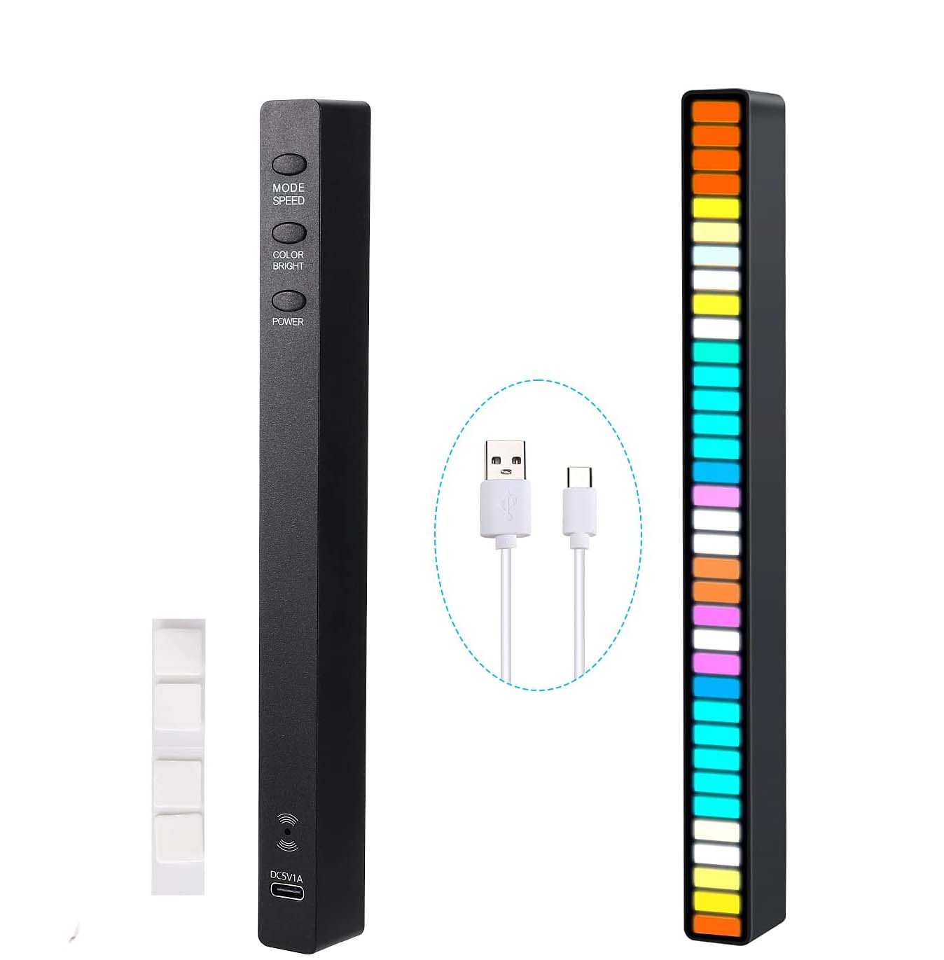 32-Bit RGB Music Rhythm Light | Sound-Activated LED Bar with Tripod Stand, Voice Control & 3D Effects for Parties, Gaming, Cars & Home Decoration