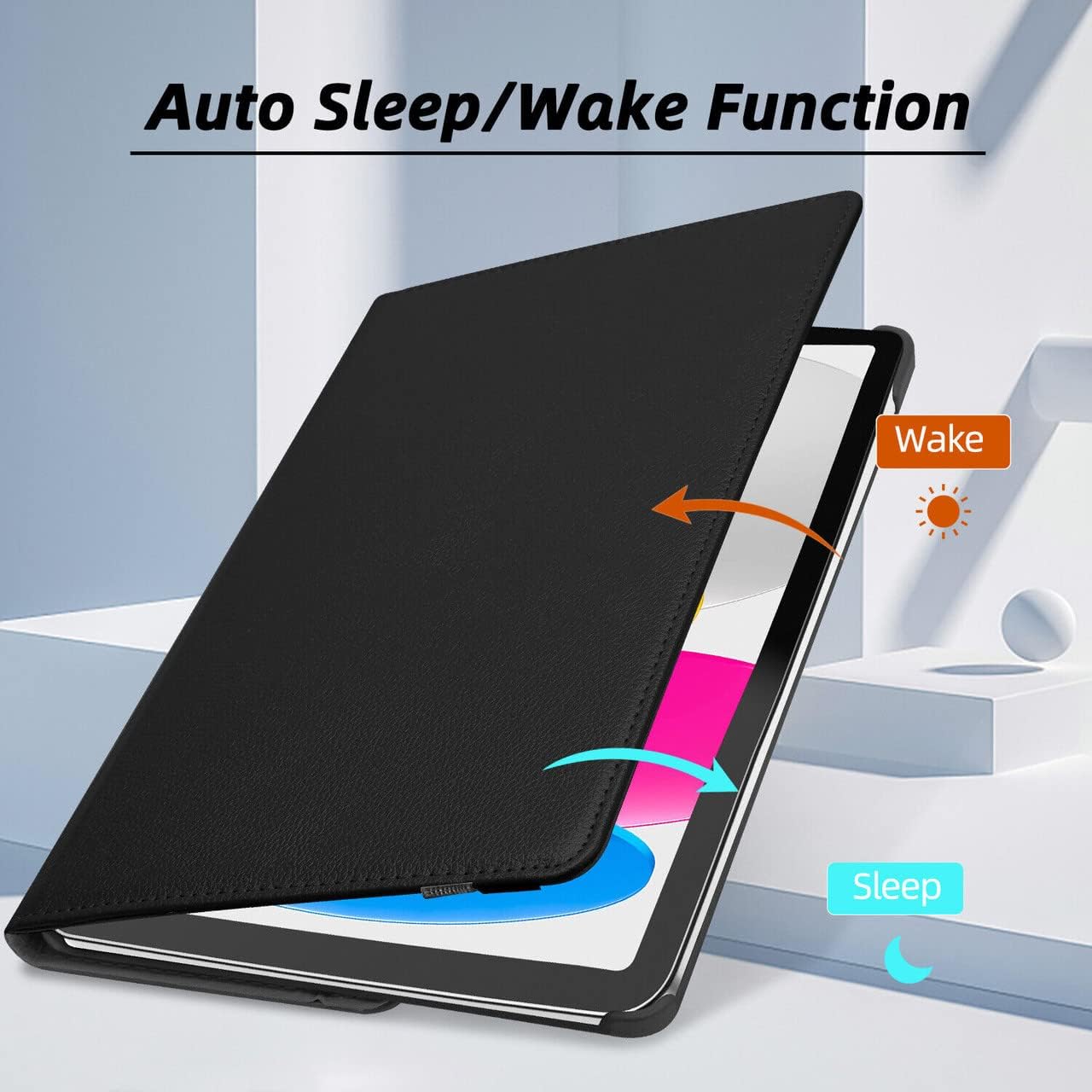 iPad 10th Gen 10.9" Leather Case – 360° Rotating Smart Cover with Auto Sleep/Wake, Multi-Angle Stand & Full Protection (Multi Colour)