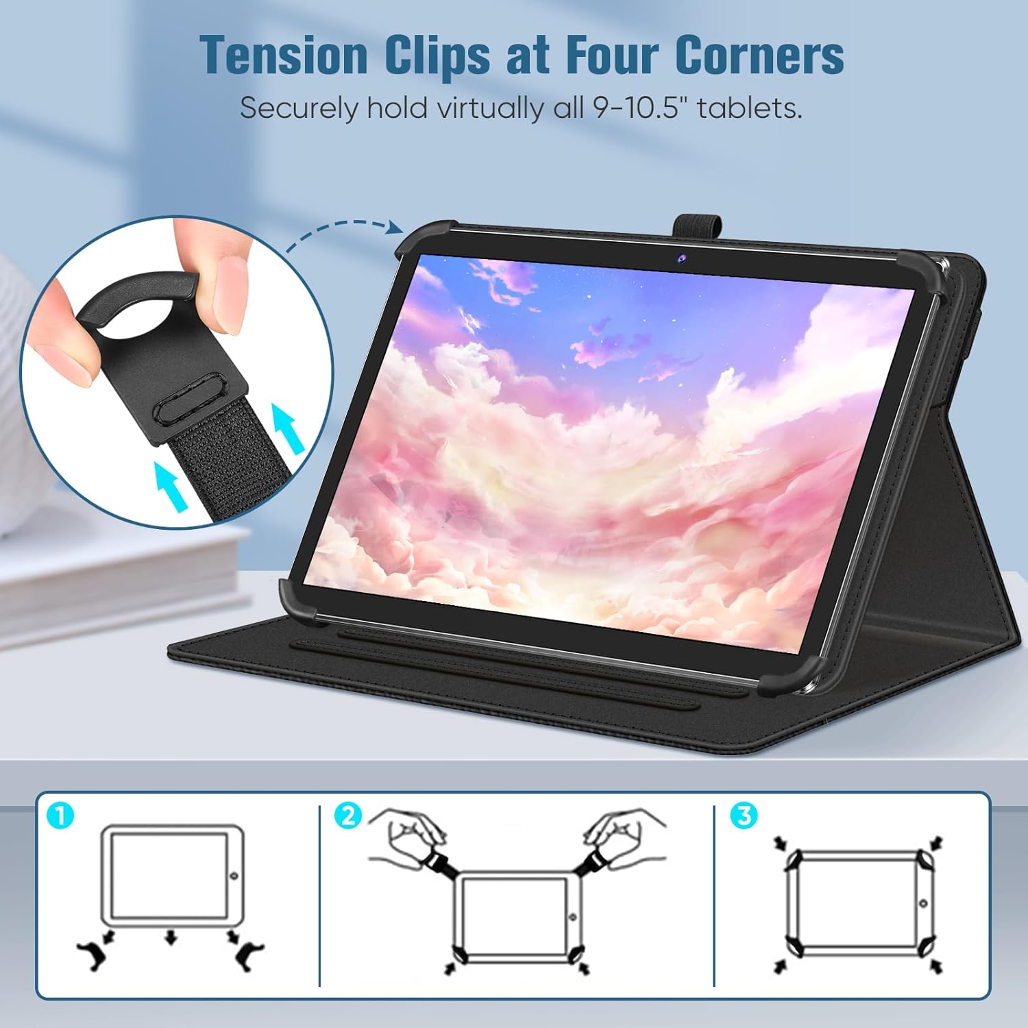 360° Rotating Tablet Case for 10/11-inch Devices – Premium PU Leather Cover with Auto Sleep/Wake, Multi-Angle Viewing, and Full Body Protection