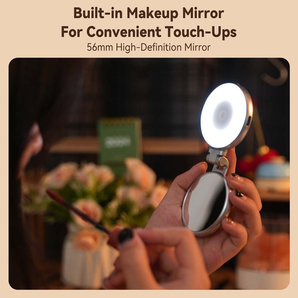 C03 Magnetic Selfie Light | CRI97 LED Ring Light with 360° Rotation & Built-In Mirror | Perfect for Selfies, TikTok, Videos, Makeup & Zoom Calls