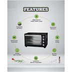 OE-1419 55L Electric Countertop Oven – Rotisserie & Convection Function, Auto Shut-Off, Stainless Steel Heating for Baking, Toasting, Broiling, Family-Sized Cooking