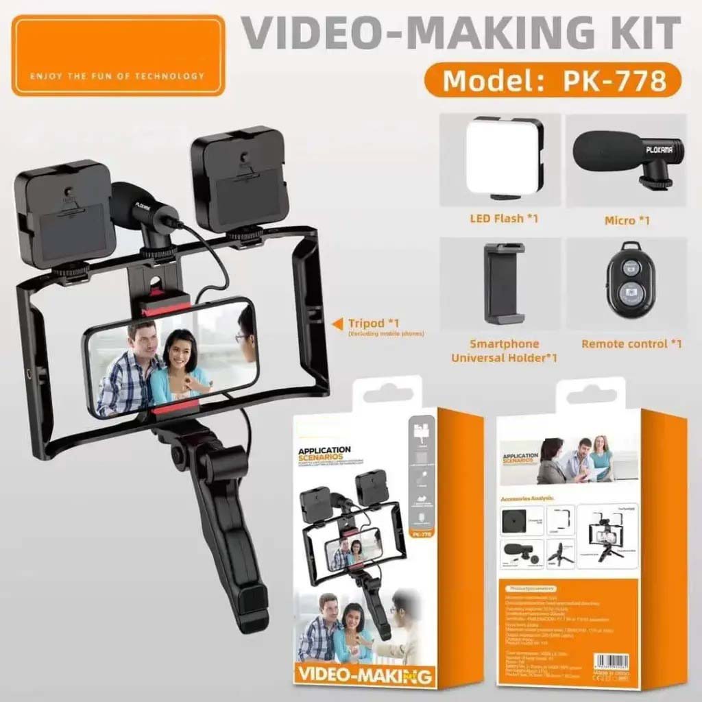 5-in-1 Video Making Kit – Tripod, LED Fill Light, Microphone, Phone Holder & Remote Control | Complete Setup for Content Creation, Vlogging, Live Streaming & Photography