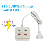 Intelligent USB Power Strip Plug with Dual PD & USB Ports | 5.1A Multi-Port Fast Charging Power Supply | US/EU Plug, 4 USB Output Ports for Safe Charging
