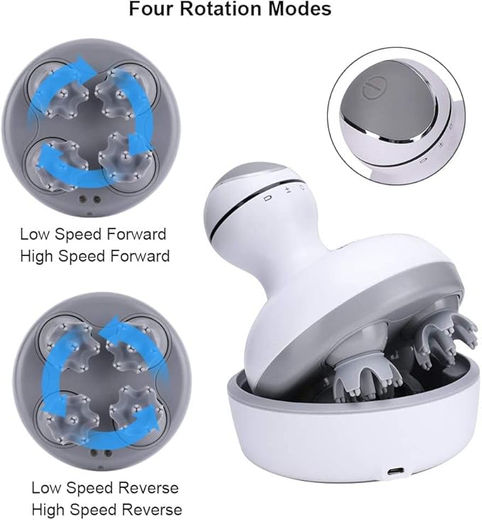 Smart 4D Head Massager | Electric Scalp Massager with 4 Heads & 84 Nodes | Hair Growth & Stress Relief