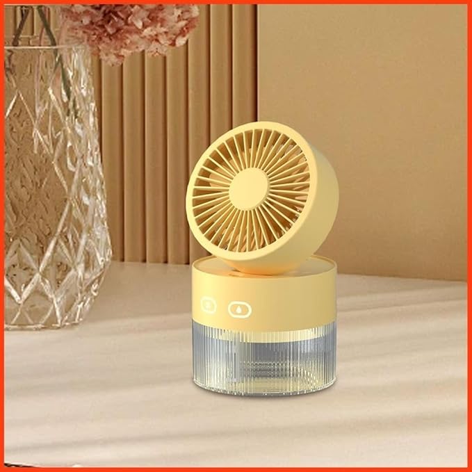 Two-in-One Desktop Spray Humidification Fan – USB Rechargeable Mini Mute Electric Fan with Adjustable Speeds, Humidifier, and Night Light (Multi)