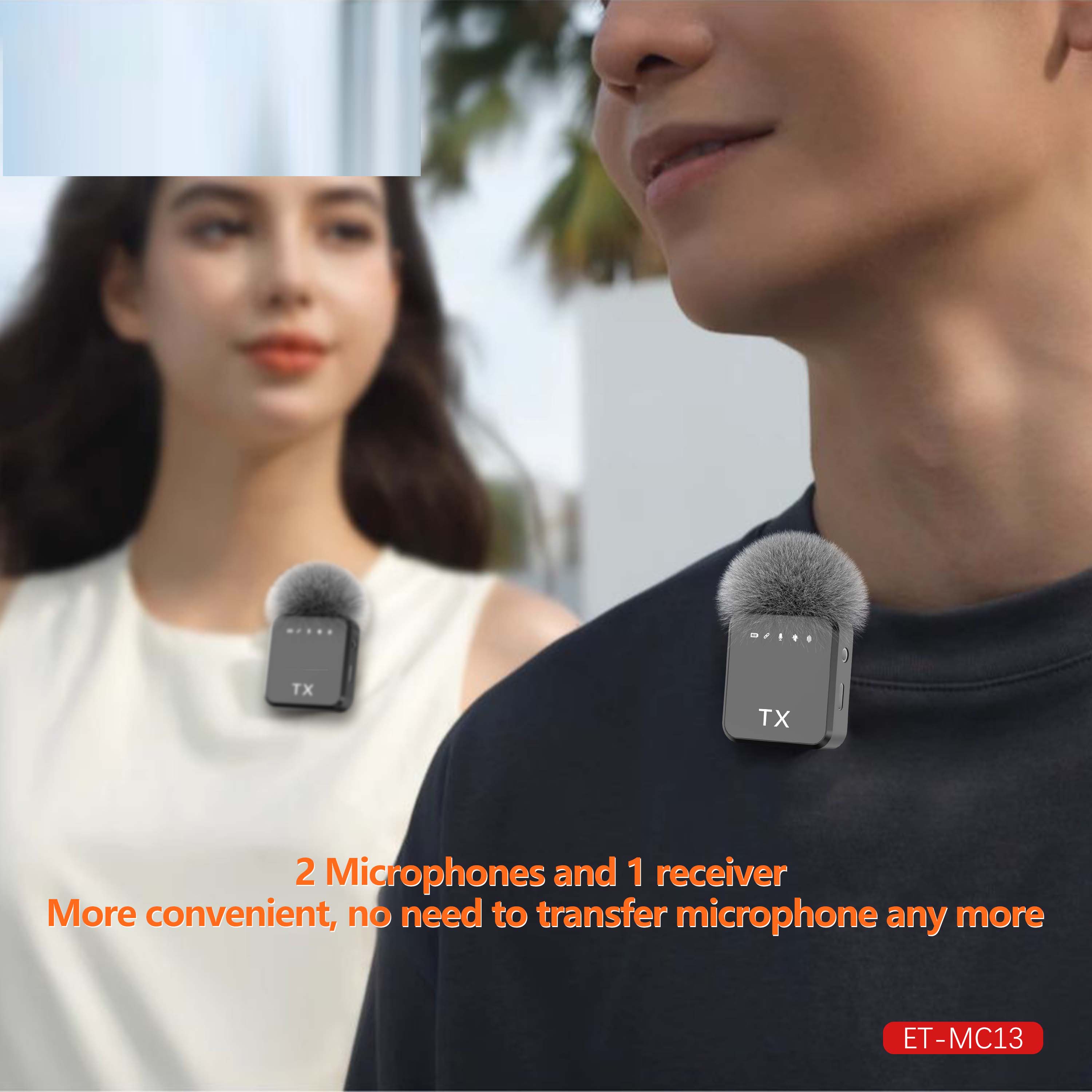 3-in-1 Lavalier Wireless Microphone – 2pcs Wireless Mic Compatible with iPhone, iPad, and Android | Perfect for Video Recording, Gaming, Live Streaming, and Podcasts