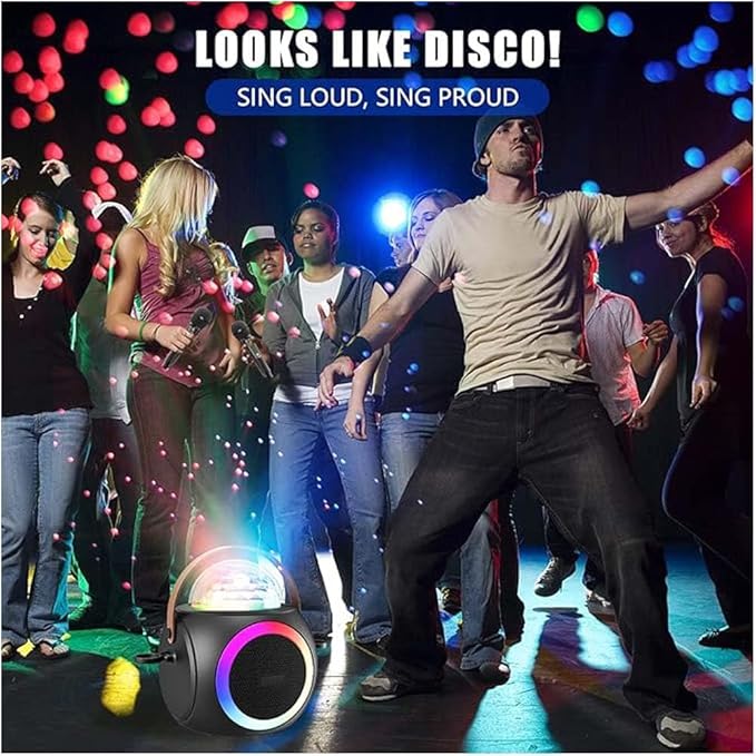 Karaoke Machine – Bluetooth Speaker, UHF Wireless Mics & Disco Ball Lights for Ultimate Party Fun