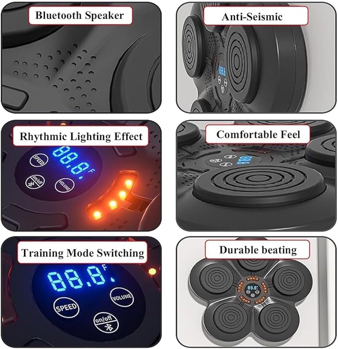 Music Boxing Machine – Electronic Smart Focus & Agility Training | Digital Boxing Target | Wall-Mounted Boxing Pad