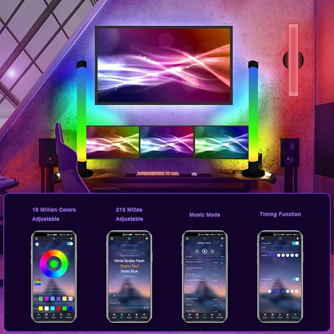 Smart LED Light Bar | RGB Lights with Bluetooth App Control | 16 Million Colors for TV, PC, Gaming, & Room Decor