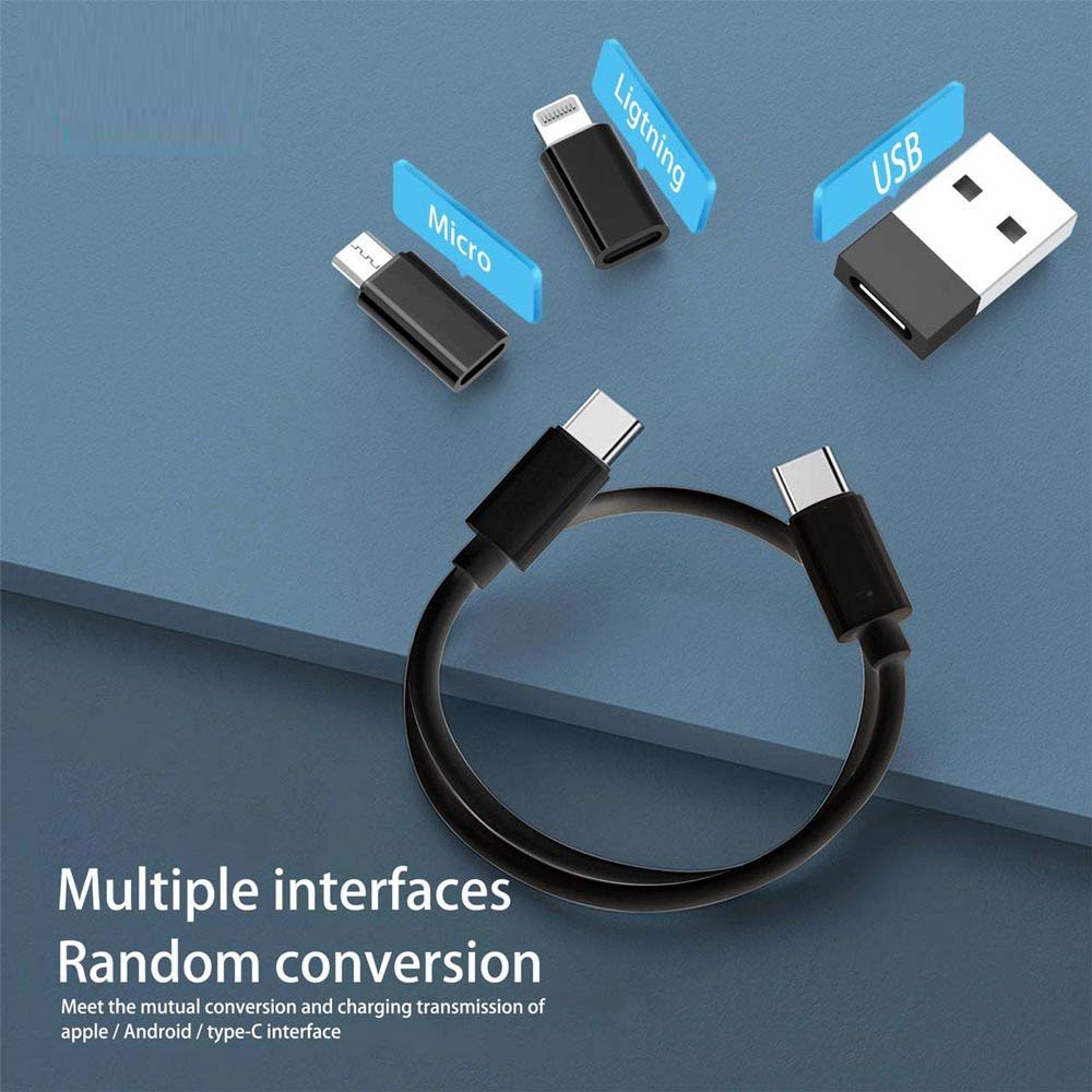 EC148 Type-C USB Charging Cable | Multi-Function Portable USB Adapter Storage Set | 4-in-1 Data Cable with USB-A, Micro-USB, and Lightning Adapters