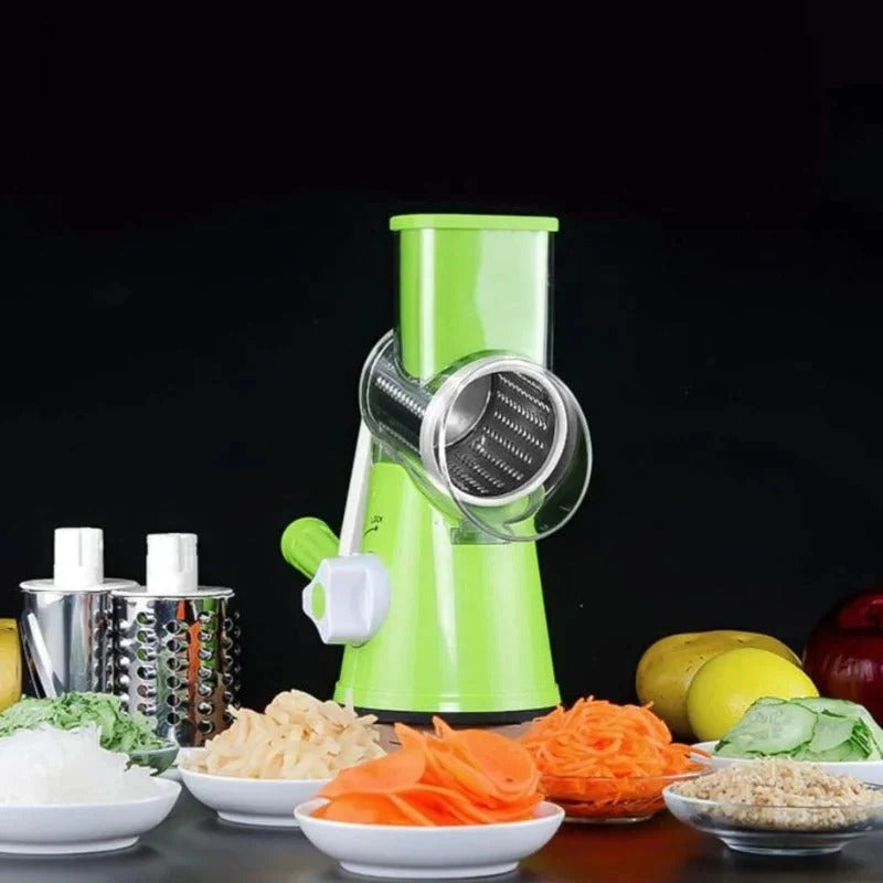 3-in-1 Manual Rotary Vegetable Drum Cutter | Slicer, Shredder, & Grater for Efficient Food Prep
