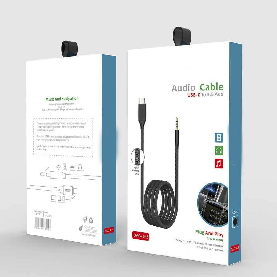 GAC-365 Type-C to 3.5mm Aux Audio Cable | 100cm Plug & Play Audio Cable | Durable Design for Car, Home, & On-the-Go Use | High-Quality Sound Output