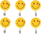 Wall Hanging Hook Set | 9-Piece Emoji Face Adhesive Hooks with Strong Poster Adhesive