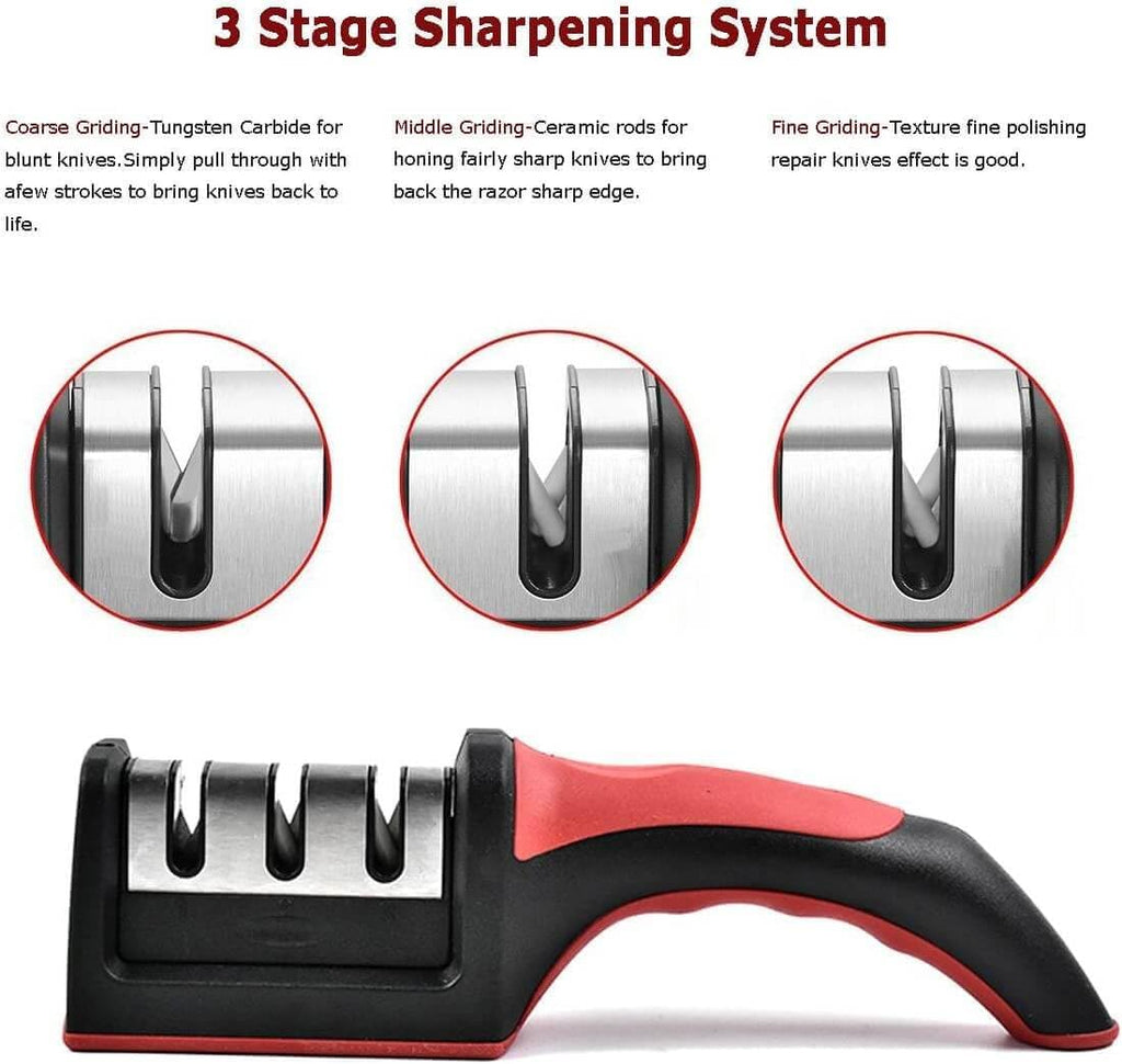 Compact Pull-Through Kitchen Knife Sharpener | Efficient Tool for Home Kitchens
