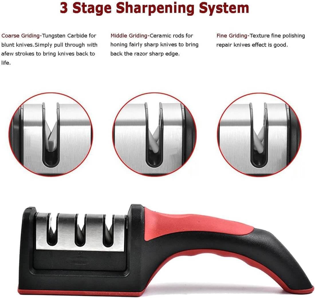 Compact Pull-Through Kitchen Knife Sharpener | Efficient Tool for Home Kitchens