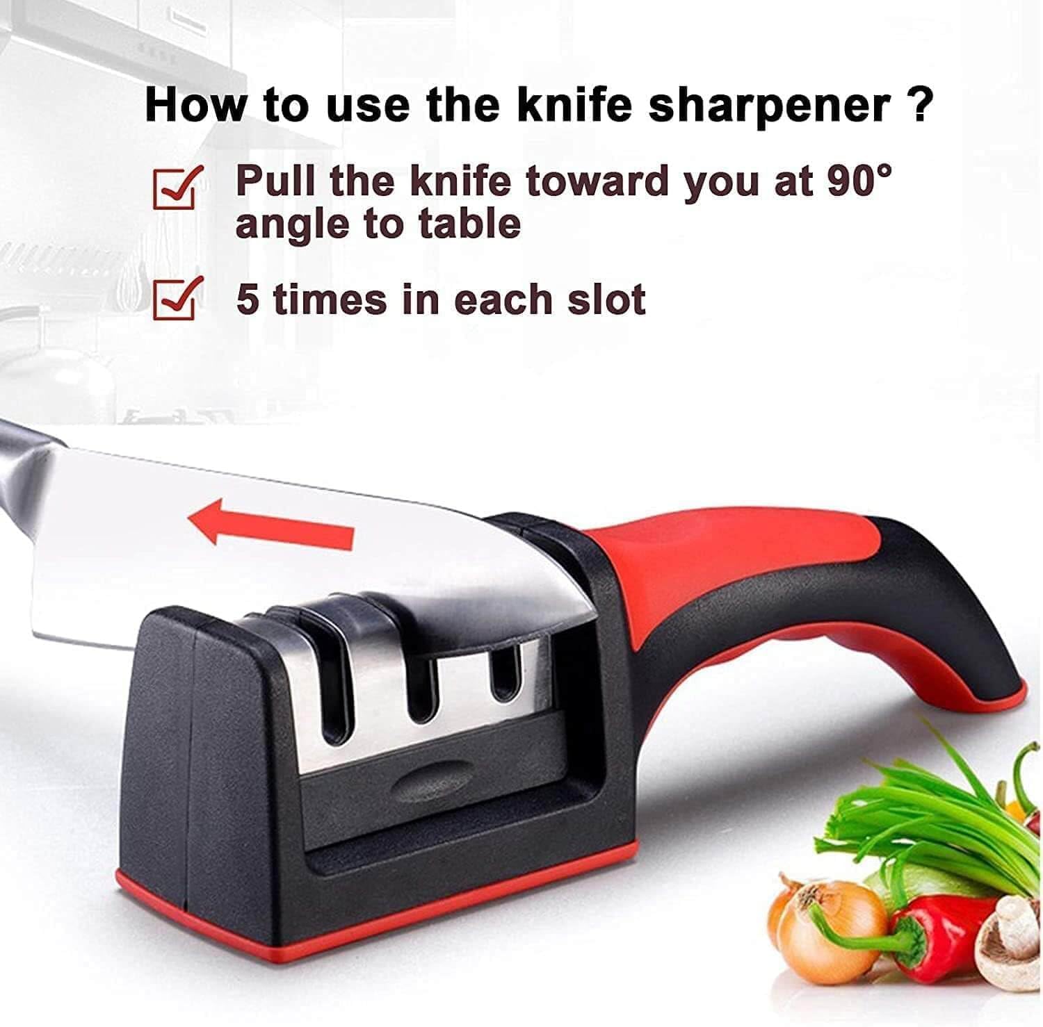 Compact Pull-Through Kitchen Knife Sharpener | Efficient Tool for Home Kitchens