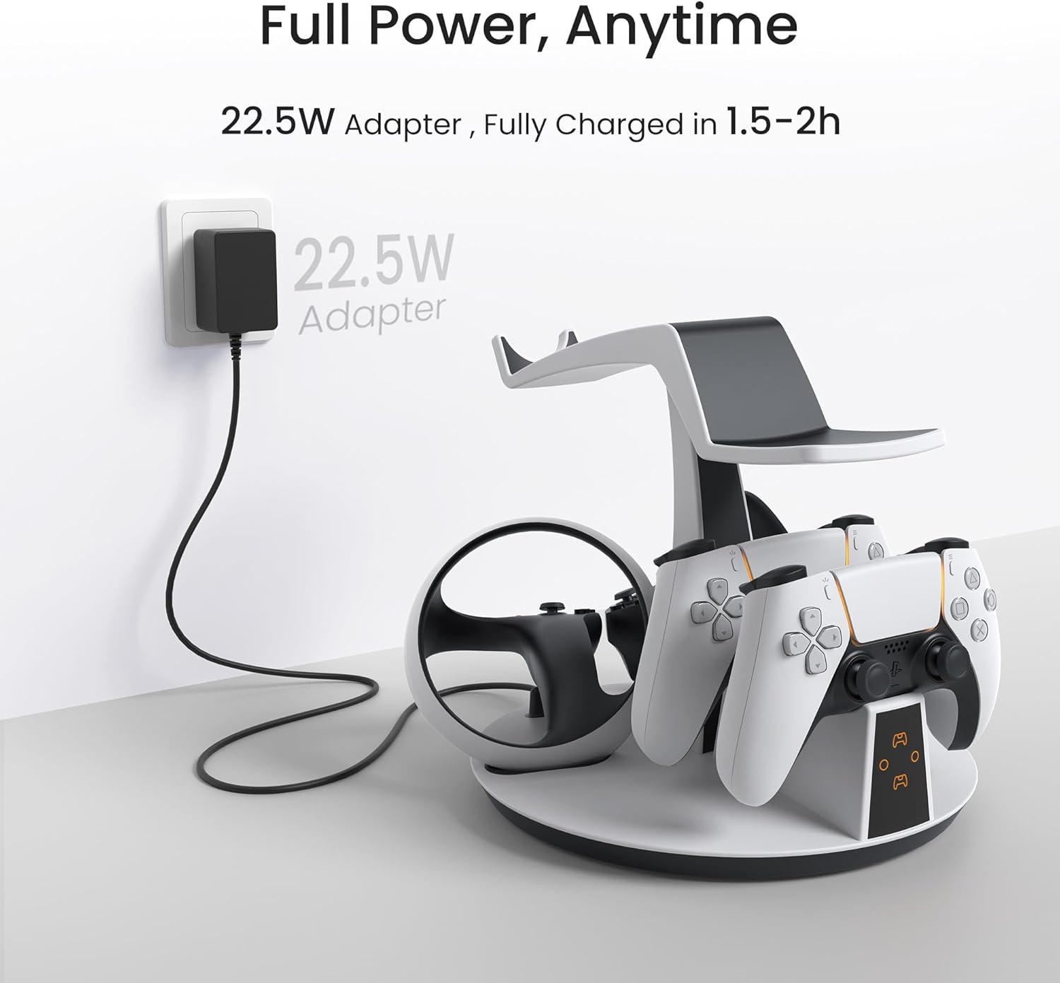 Charging Dock for PSVR2 – Dual Controller and Headphones Fast-Charging Station with Secure Cradle Design