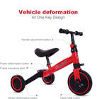 3-in-1 Kids Tricycle Toddler Bike | Adjustable Seat, Handlebar, & Removable Pedals | Red