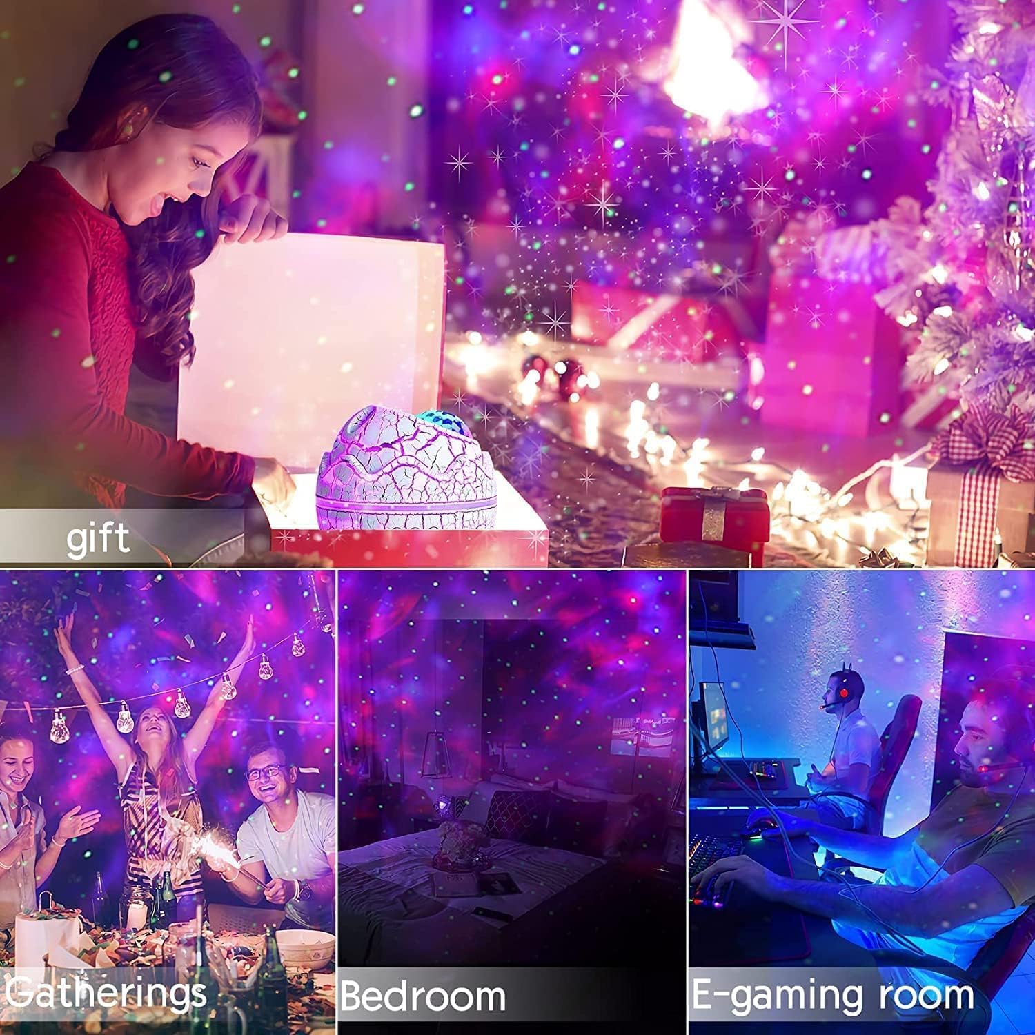 Galaxy Projector Dinosaur Egg – Sky Night Light with Bluetooth Music and Laser Starry Lamp for Room and Party Decor