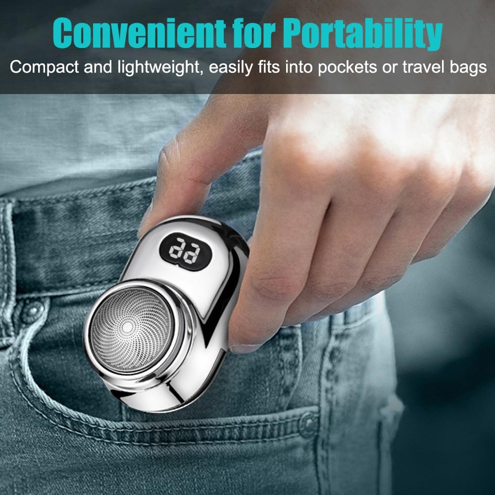 Fast Charging Digital Display Mini Shaver with Mirror | Portable USB-C Rechargeable Electric Shaver | Sleek Design & Superior Functionality