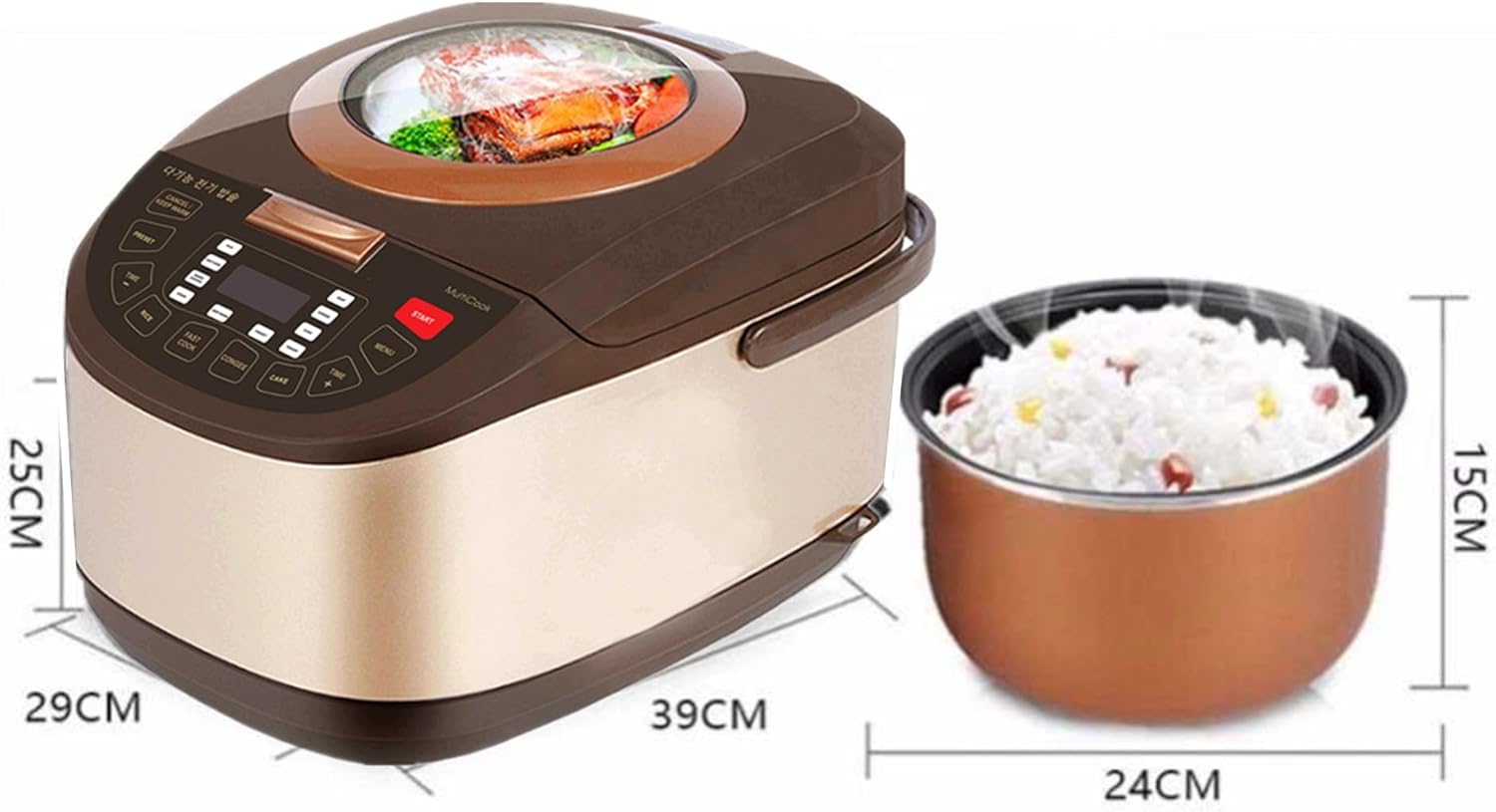 Electric Rice Cooker – 5L Multifunctional Digital Touch 900W Cooker for Rice, Steaming, Slow Cooking, and More