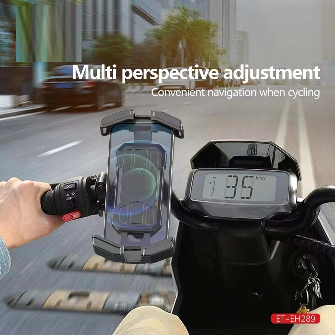 Universal Bike Mobile Stand (ET-EH289) | Adjustable Smartphone Holder for Bicycles, Motorcycles, & Two-Wheelers | One-Hand Use & Multi-Angle Adjustment