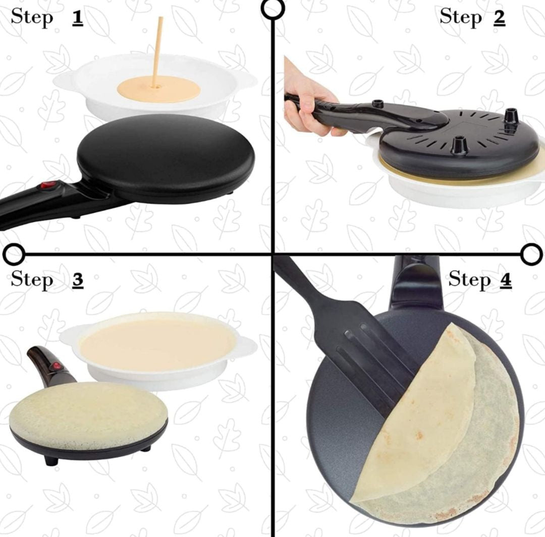 Electric Pancake & Crepe Maker with Auto Power-Off | Non-Stick Hot Plate Cooktop with Automatic Temperature Control