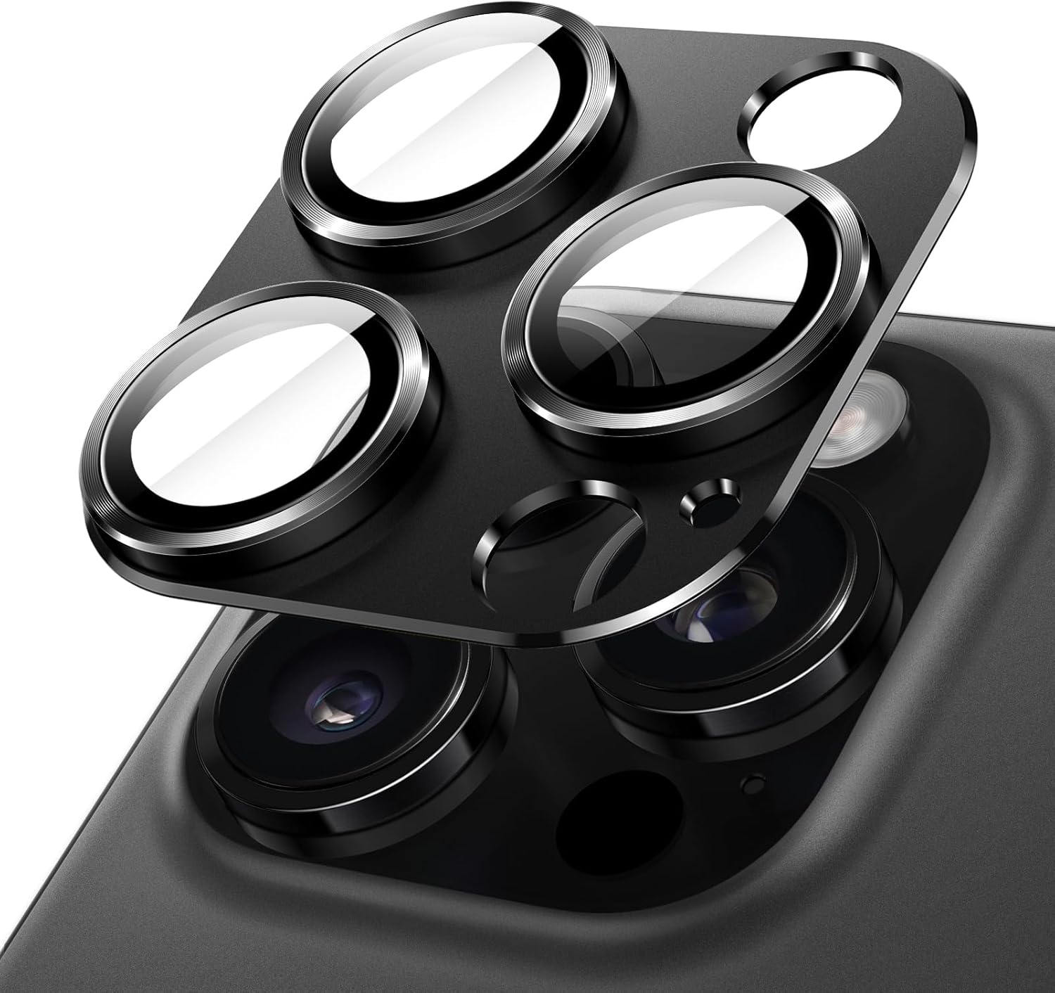 Camera Lens Protector for iPhone 16 Pro/Pro Max | 9H Tempered Glass with Matte Metal Plate