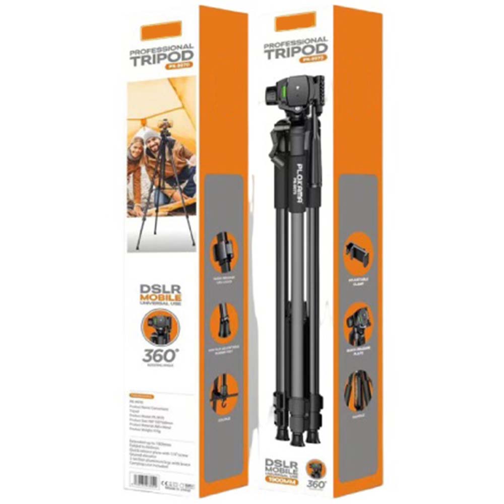 PK9970 Professional Tripod for Mobile & Camera – Durable ABS + Metal Construction, Adjustable Height, Lightweight, Compatible with Smartphones & Cameras