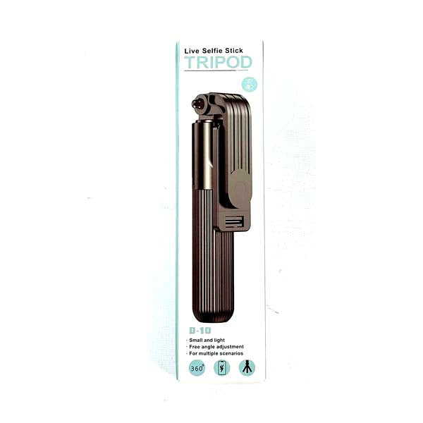 Bluetooth Selfie Stick Tripod D-10 | 360° Rotating Mini Live Broadcast Tripod | Stable Support for Live Streams, Virtual Meetings & Video Calls