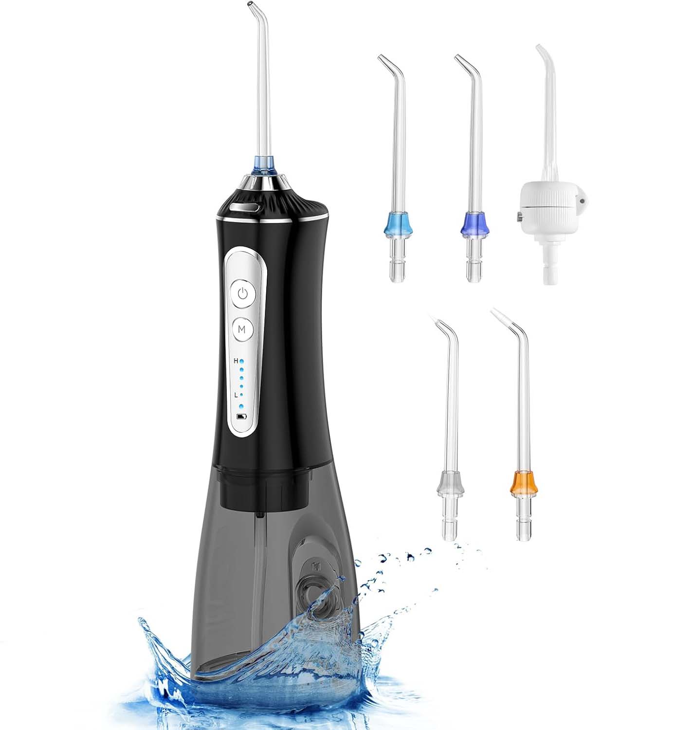 Cordless Water Dental Flosser - 5 Cleaning Modes, IPX7 Waterproof, Portable Oral Irrigator for Home & Travel (Black)