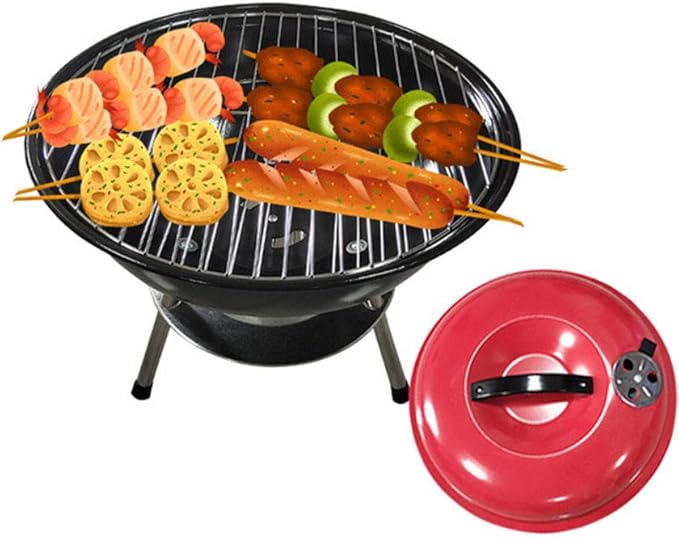 Large Charcoal Barbecue with Wheels | Stainless Steel Grill for Outdoor Family BBQ Parties | Durable & Portable Design