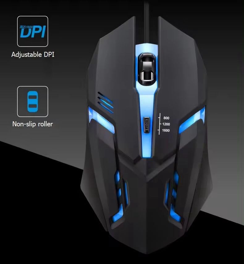 Wired Gaming Mouse with RGB Lights | Adjustable DPI & Ergonomic Design