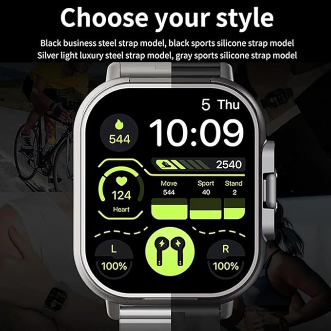 D8 2-in-1 Smart Watch with Wireless Bluetooth Headset | Calling & Health Monitoring Smartwatch for Men & Women