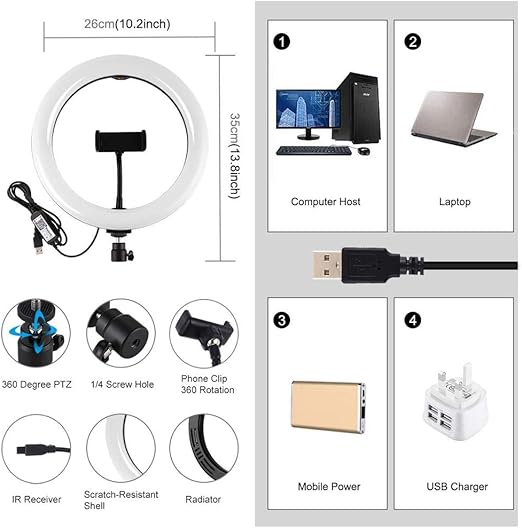 MJ33 RGB LED Soft Ring Light | 26CM Adjustable Ring Light with Phone Holder | Perfect for Video Recording & Live Streaming