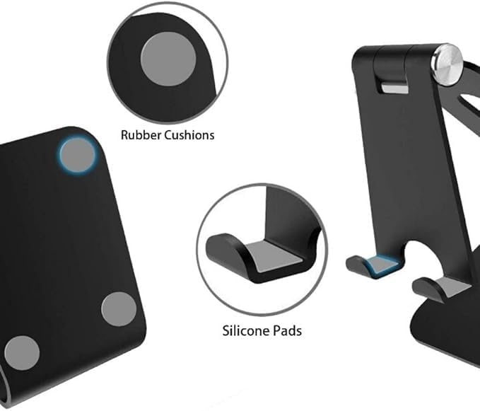 Fully Foldable Adjustable Cell Phone Stand | Desktop Holder for Phones & Tablets