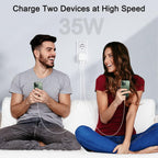 35W Dual USB-C PD Fast Charger | Foldable Compact Wall Adapter for iPhone 12/13/14, iPad, Samsung Galaxy, Huawei, Xiaomi & More – Portable Travel Charger