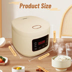 3L Smart Rice Cooker with Steamer – Multi-Functional Cooker for 3-5 People, 24H Delay Start, Includes Measuring Cup, Spoon & Steaming Tray