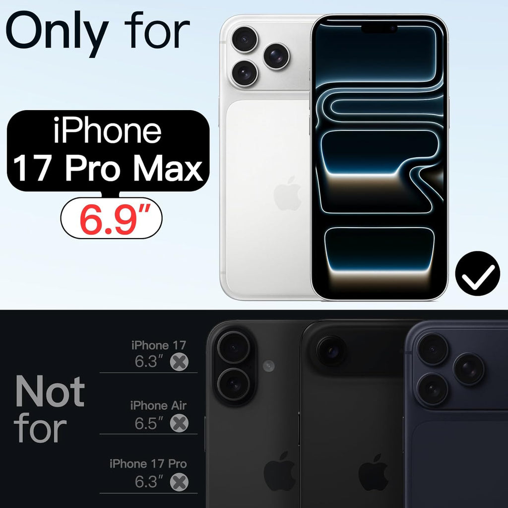 Crystal Clear Case for iPhone 17 Pro Max 6.3" (2025) | Anti-Yellowing Hard Back, Slim Shockproof Bumper, Wireless Charging Compatible Protective Phone Cover