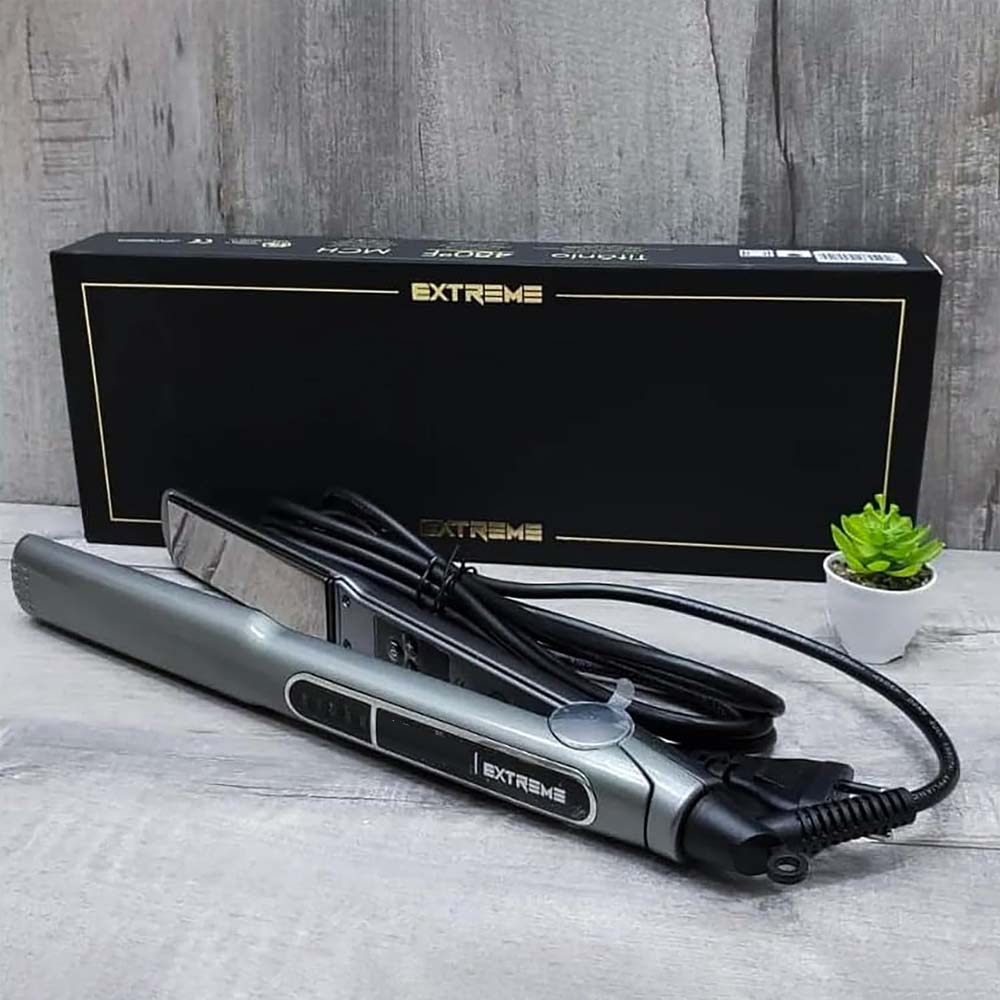 Extreme 480°F Hair Straightener | Professional Titanium Flat Iron with Digital Display, Adjustable Temperature & Fast Heat-Up for Smooth, Shiny & Frizz-Free Hairstyles