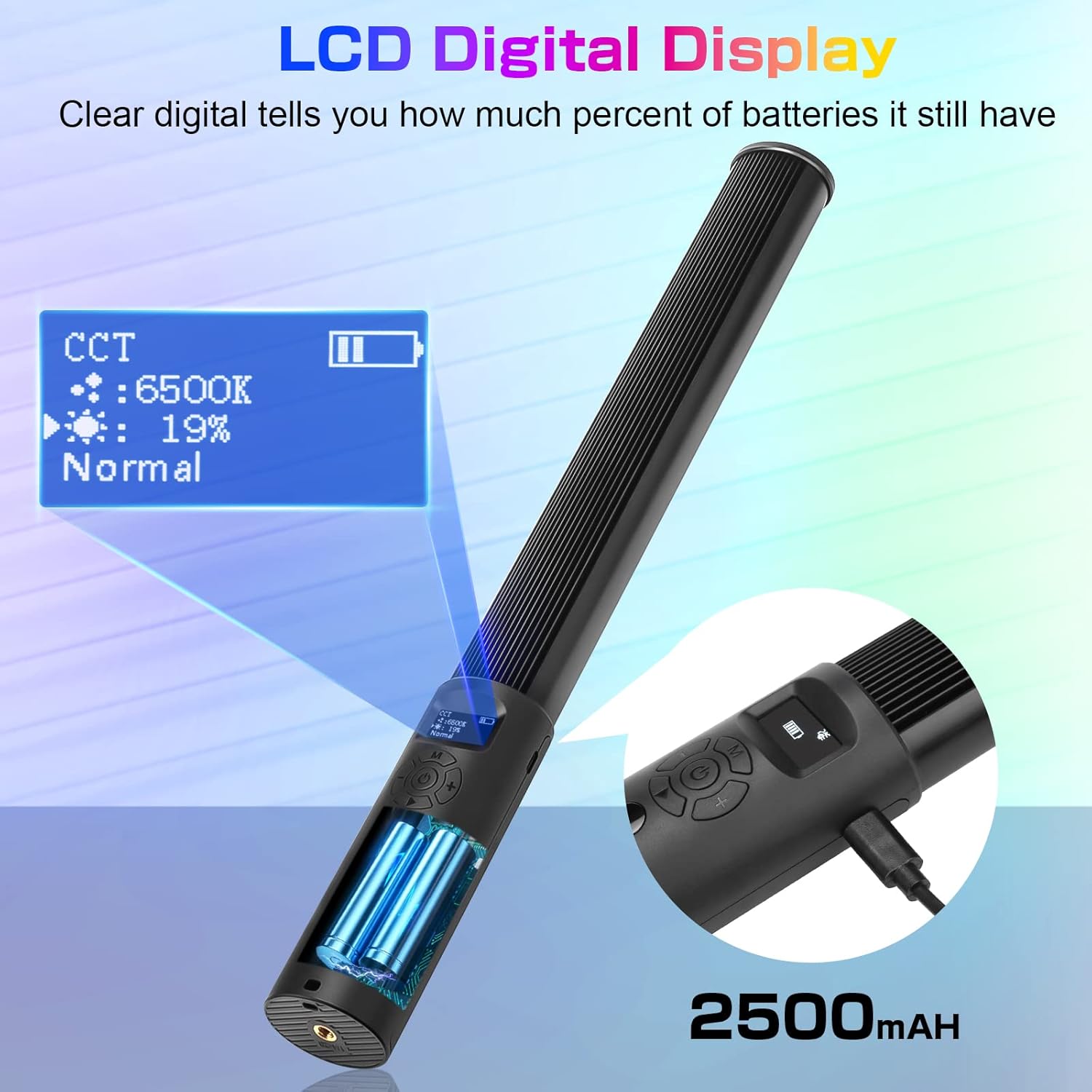 FM-128 RGB LED Light Wand – Adjustable Color & Brightness (2500K–6500K), 12 Scene Effects, Built-in Battery for Photography, Vlogging & Creative Lighting