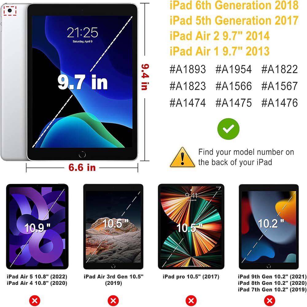 360° Rotating Case for iPad Air 1 & 2 / 9.7" – Auto Sleep/Wake Stand Cover with Multi-Angle Viewing (Multi Colour)