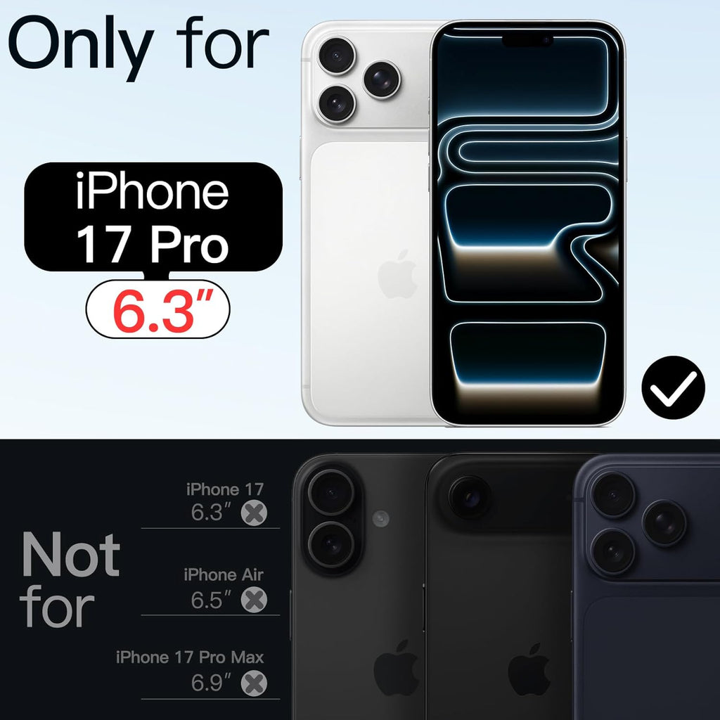 Magnetic Clear Case for iPhone 17 Pro 6.3" (2025) | MagSafe Compatible Shockproof Transparent Bumper Cover with Anti-Scratch Hard Back